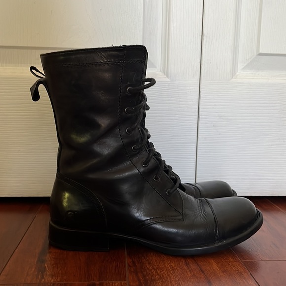 Born black leather combat boots - Picture 4 of 11